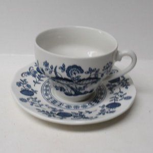 Enoch Wedgwood Tunstall China BLUE ONION Cup and Saucer